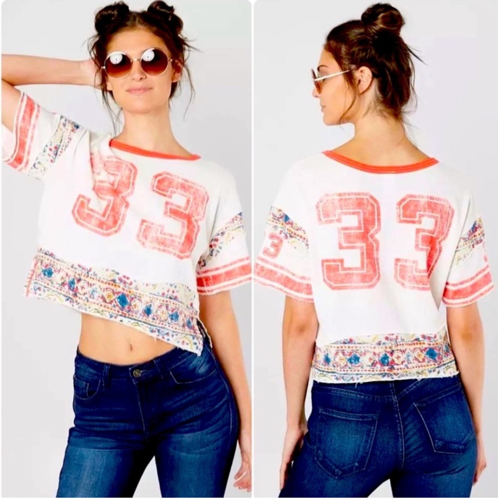 FREE PEOPLE small Nicky #33 T Shirt Sports Event we the free